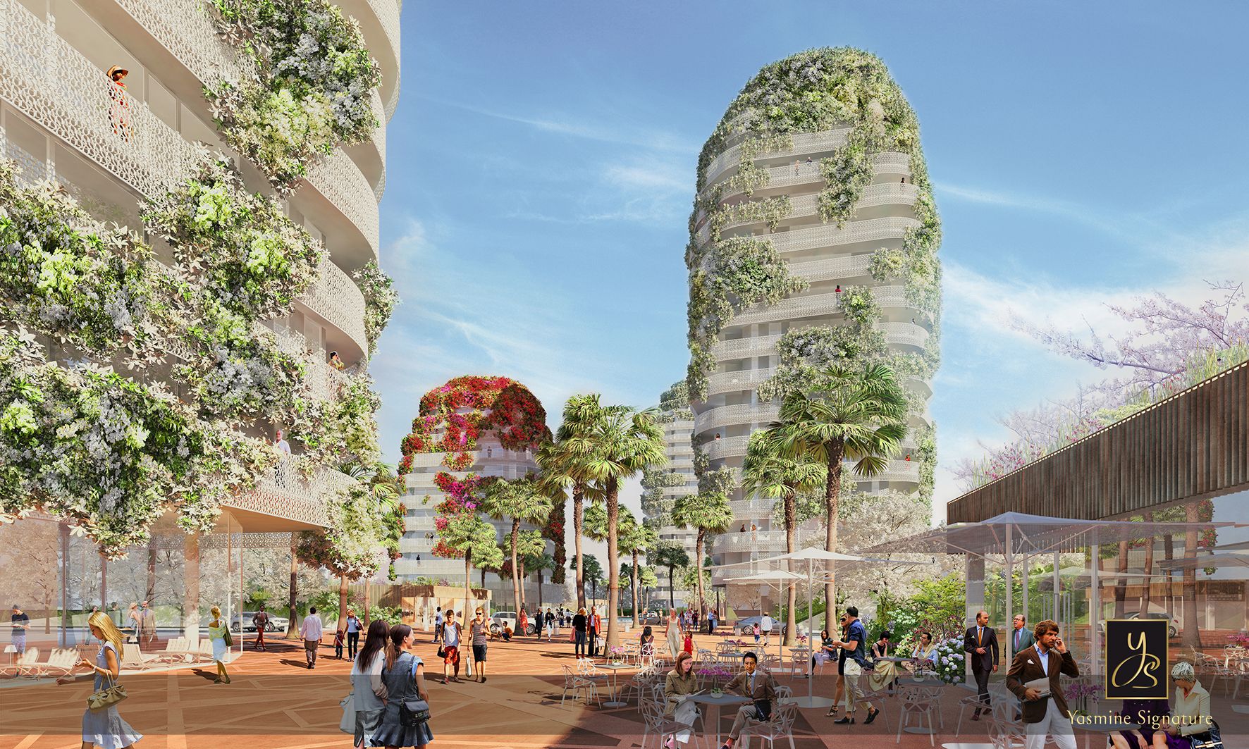 Quartier moderne de Casablanca végétalisé sous le soleil